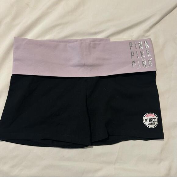 Y2K PINK Victoria Secret Bling YOGA SHORTIE SHORTS - Picture 1 of 5
